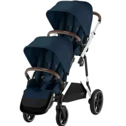 Cybex Double Strollers*- Gazelle S 2 Double Stroller Bundle, Ocean Blue/Silver Frame