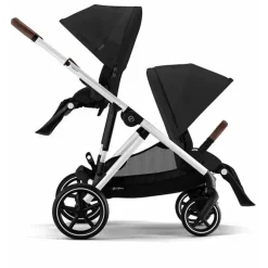 Cybex Double Strollers*- Gazelle S 2 Double Stroller Bundle, Moon Black/Silver Frame