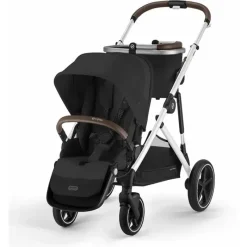 Cybex Double Strollers*- Gazelle S 2 Double Stroller Bundle, Moon Black/Silver Frame