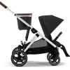 Cybex Single To Double Strollers|Double Strollers*- Gazelle S 2 Single-to-Double Stroller, Silver Frame/Moon Black