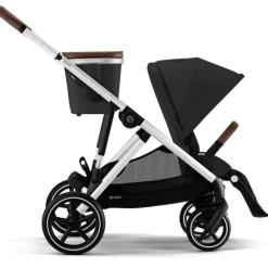 Cybex Single To Double Strollers|Double Strollers*- Gazelle S 2 Single-to-Double Stroller, Silver Frame/Moon Black