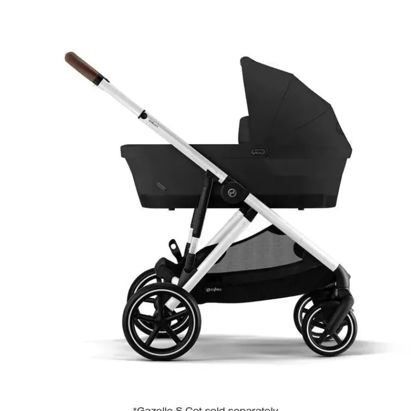Cybex Single To Double Strollers|Double Strollers*- Gazelle S 2 Single-to-Double Stroller, Silver Frame/Moon Black