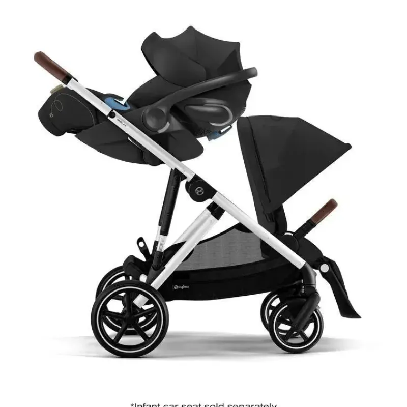 Cybex Single To Double Strollers|Double Strollers*- Gazelle S 2 Single-to-Double Stroller, Silver Frame/Moon Black