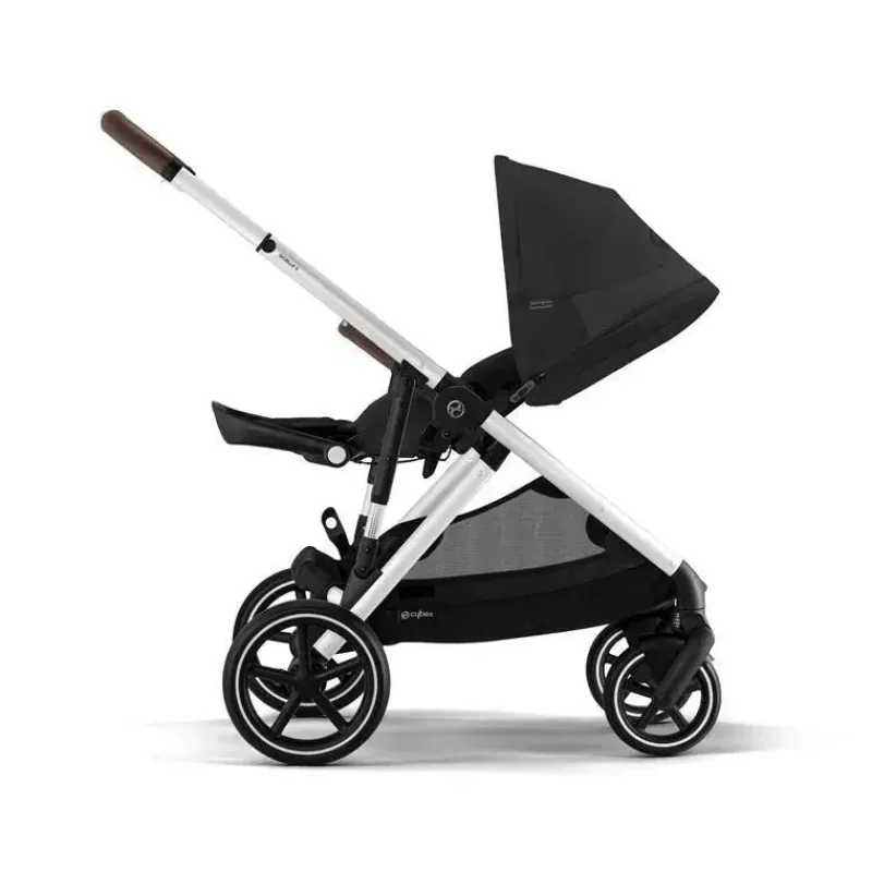 Cybex Single To Double Strollers|Double Strollers*- Gazelle S 2 Single-to-Double Stroller, Silver Frame/Moon Black
