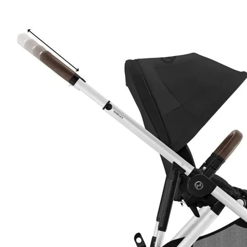 Cybex Single To Double Strollers|Double Strollers*- Gazelle S 2 Single-to-Double Stroller, Silver Frame/Moon Black
