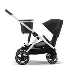 Cybex Single To Double Strollers|Double Strollers*- Gazelle S 2 Single-to-Double Stroller, Silver Frame/Moon Black