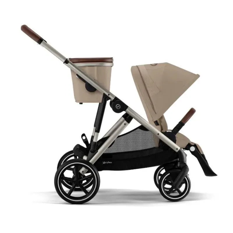 Cybex Single To Double Strollers|Double Strollers*- Gazelle S 2 Single-to-Double Stroller, Taupe Frame/Almond Beige