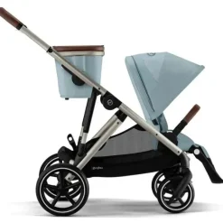 Cybex Single To Double Strollers|Double Strollers*- Gazelle S 2 Single-to-Double Stroller, Taupe Frame/Sky Blue