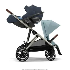 Cybex Single To Double Strollers|Double Strollers*- Gazelle S 2 Single-to-Double Stroller, Taupe Frame/Sky Blue
