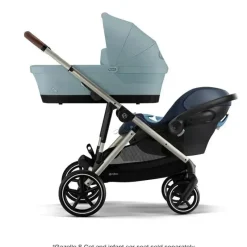 Cybex Single To Double Strollers|Double Strollers*- Gazelle S 2 Single-to-Double Stroller, Taupe Frame/Sky Blue