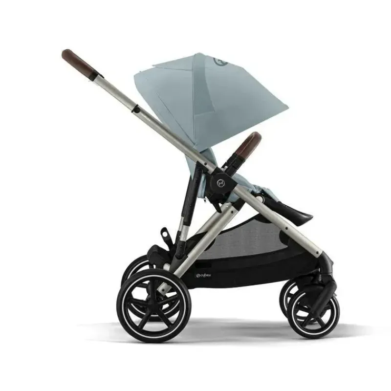 Cybex Single To Double Strollers|Double Strollers*- Gazelle S 2 Single-to-Double Stroller, Taupe Frame/Sky Blue
