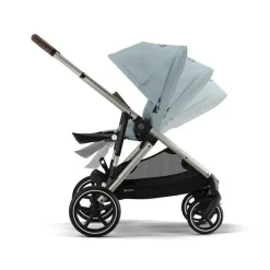 Cybex Single To Double Strollers|Double Strollers*- Gazelle S 2 Single-to-Double Stroller, Taupe Frame/Sky Blue