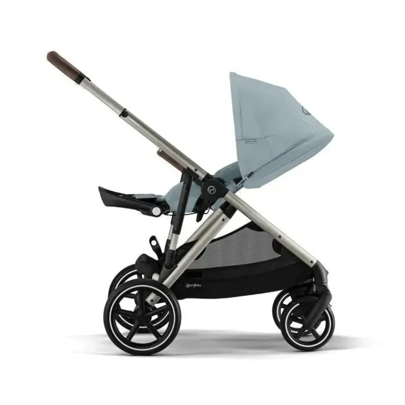 Cybex Single To Double Strollers|Double Strollers*- Gazelle S 2 Single-to-Double Stroller, Taupe Frame/Sky Blue