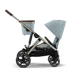 Cybex Single To Double Strollers|Double Strollers*- Gazelle S 2 Single-to-Double Stroller, Taupe Frame/Sky Blue