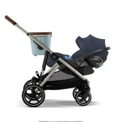 Cybex Single To Double Strollers|Double Strollers*- Gazelle S 2 Single-to-Double Stroller, Taupe Frame/Sky Blue