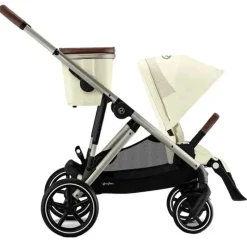 Cybex Single To Double Strollers|Double Strollers*- Gazelle S 2 Single-to-Double Stroller, Taupe Frame/Seashell Beige