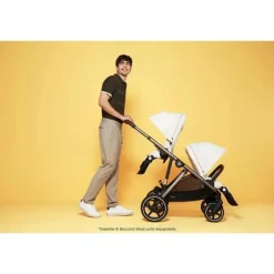 Cybex Single To Double Strollers|Double Strollers*- Gazelle S 2 Single-to-Double Stroller, Taupe Frame/Seashell Beige