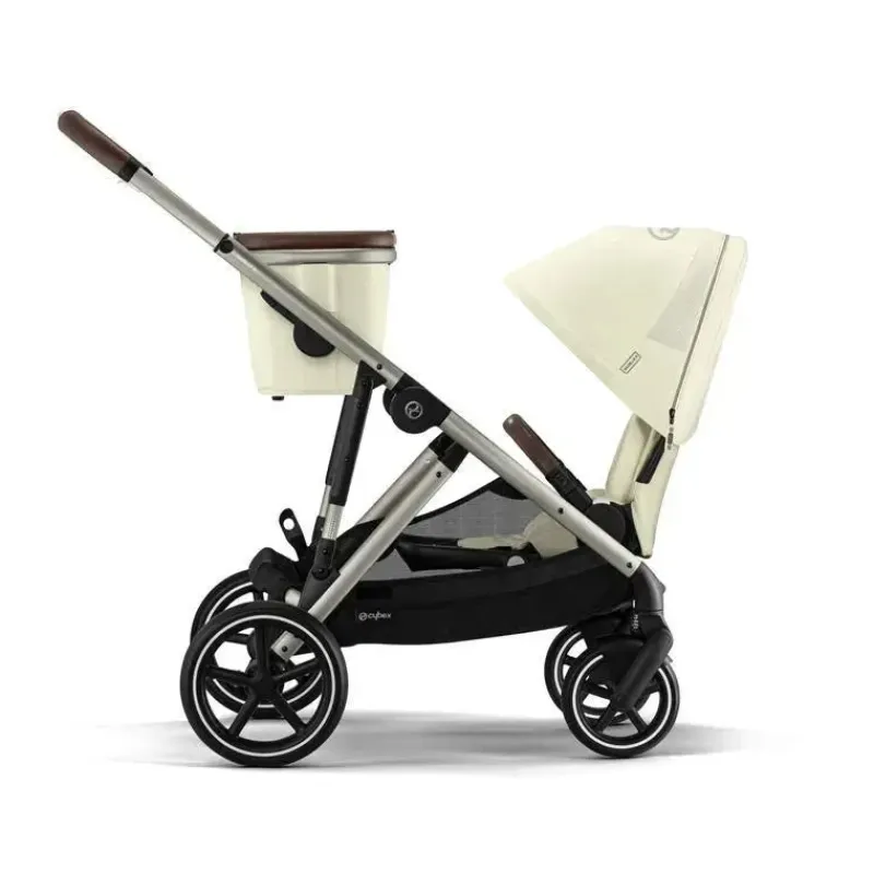 Cybex Single To Double Strollers|Double Strollers*- Gazelle S 2 Single-to-Double Stroller, Taupe Frame/Seashell Beige