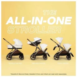 Cybex Single To Double Strollers|Double Strollers*- Gazelle S 2 Single-to-Double Stroller, Taupe Frame/Seashell Beige