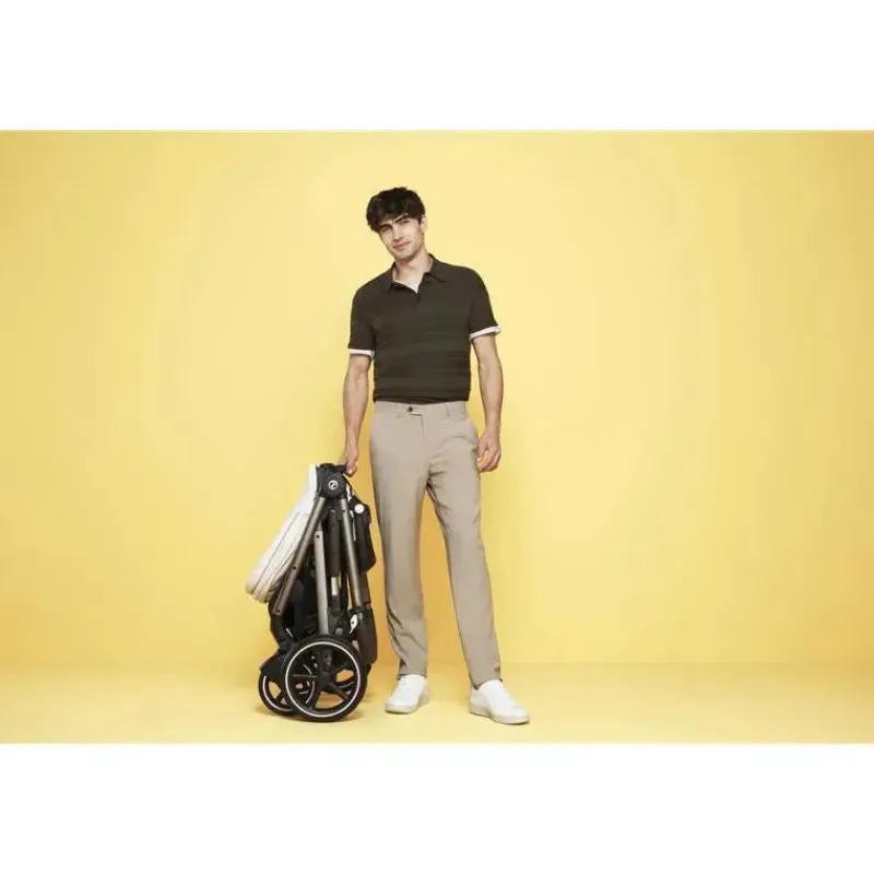 Cybex Single To Double Strollers|Double Strollers*- Gazelle S 2 Single-to-Double Stroller, Taupe Frame/Seashell Beige