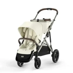 Cybex Single To Double Strollers|Double Strollers*- Gazelle S 2 Single-to-Double Stroller, Taupe Frame/Seashell Beige