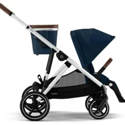 Cybex Single To Double Strollers|Double Strollers*- Gazelle S 2 Single-to-Double Stroller, Silver Frame/Ocean Blue