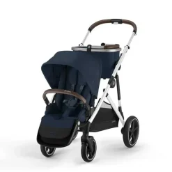Cybex Single To Double Strollers|Double Strollers*- Gazelle S 2 Single-to-Double Stroller, Silver Frame/Ocean Blue