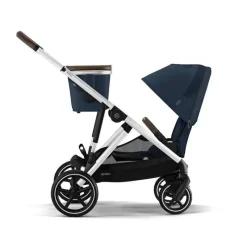 Cybex Single To Double Strollers|Double Strollers*- Gazelle S 2 Single-to-Double Stroller, Silver Frame/Ocean Blue