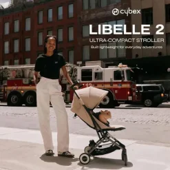Cybex Lightweight Strollers*- Libelle Lightweight Travel Baby Stroller with Ultra Compact Carry On Fold, Almond Beige