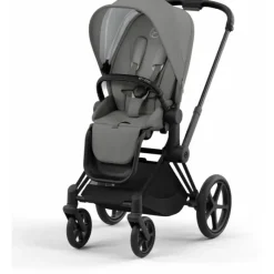 Cybex Single Strollers*- Priam4, Matte Black/Black + Soho Grey Seat Pack
