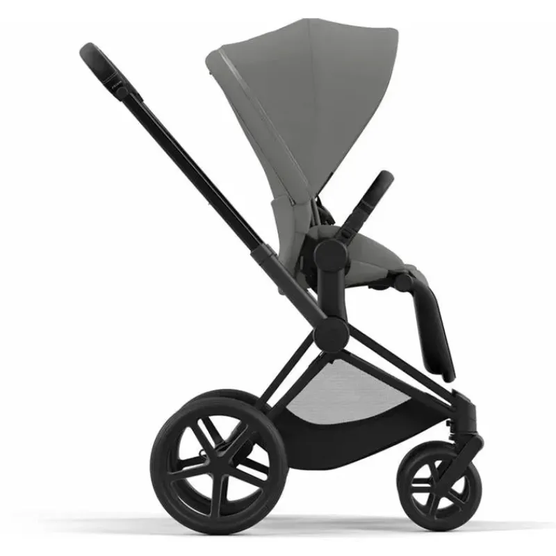 Cybex Single Strollers*- Priam4, Matte Black/Black + Soho Grey Seat Pack