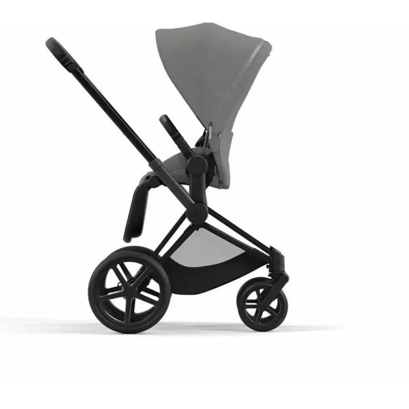 Cybex Single Strollers*- Priam4, Matte Black/Black + Soho Grey Seat Pack