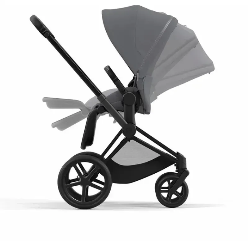 Cybex Single Strollers*- Priam4, Matte Black/Black + Soho Grey Seat Pack