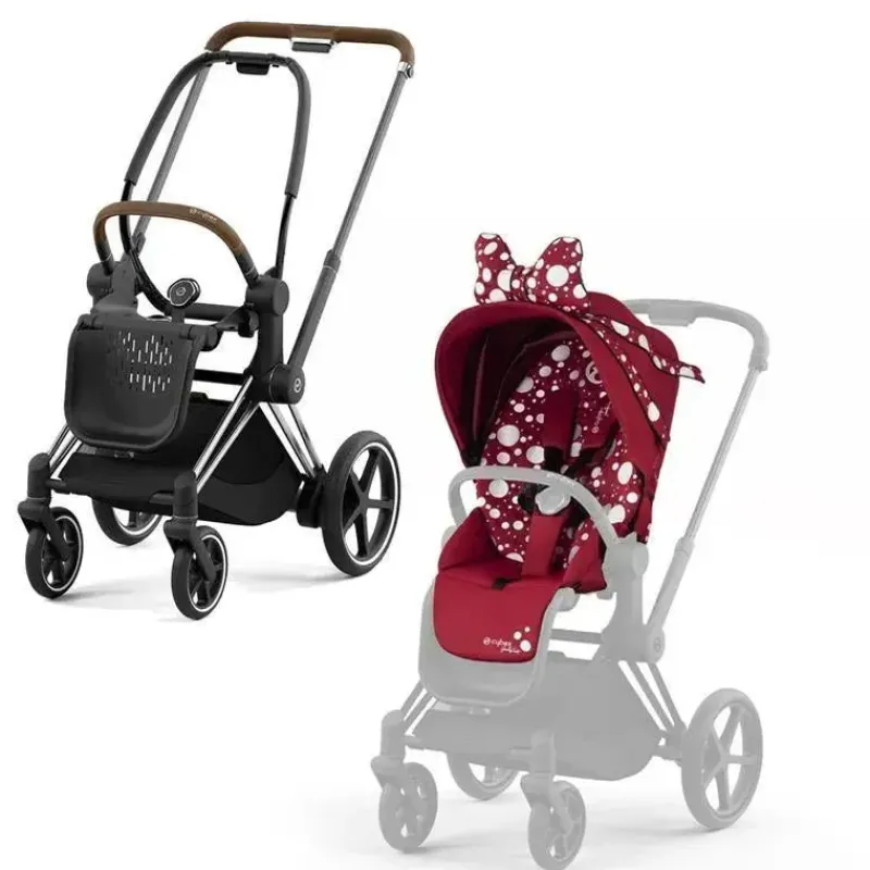 Cybex Single Strollers*E-Priam 2 Stroller Bundle, Chrome/Brown Frame With Petticoat Seat