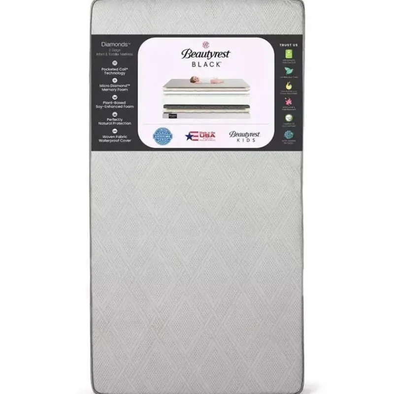 Delta Mattresses, Pads & Covers*Children - Beautyrest Black Diamond 2 Stage Crib and Toddler Mattress - White