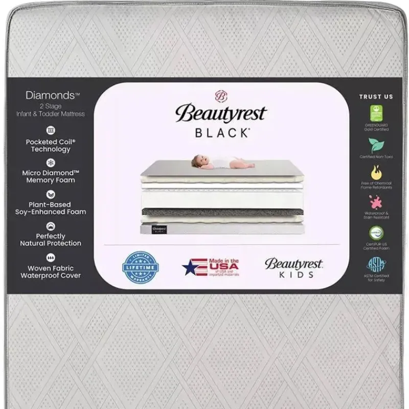 Delta Mattresses, Pads & Covers*Children - Beautyrest Black Diamond 2 Stage Crib and Toddler Mattress - White