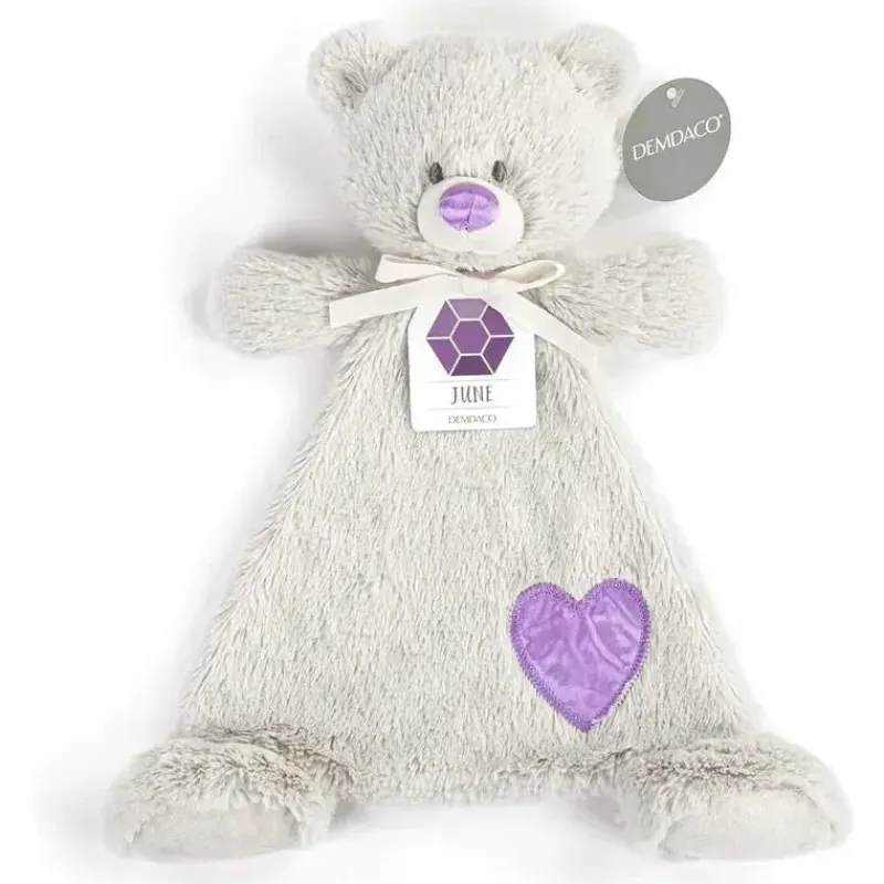 Demdaco Plush & Stuffed Animals|Birthday Party*- Birthstone Color Alexandrite and Grey, Stuffed Animal Blankie Bear June