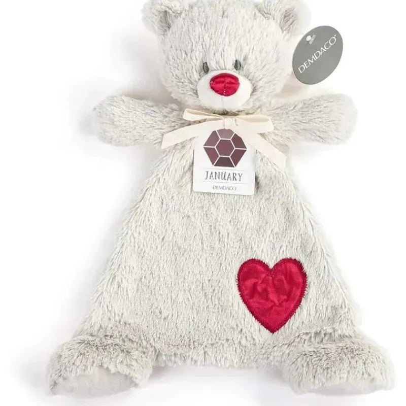 Demdaco Plush & Stuffed Animals|Birthday Party*- Birthstone Color Garnet and Grey, Stuffed Animal Blankie Bear January