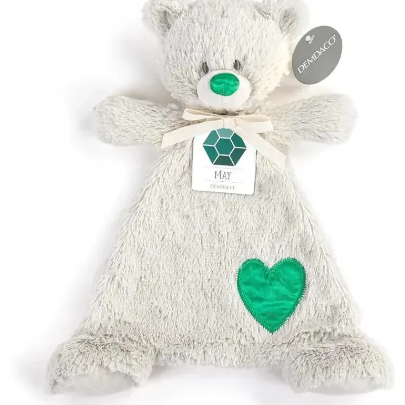 Demdaco Plush & Stuffed Animals|Birthday Party*- Birthstone Color Emerald Green and Grey, Stuffed Animal Blankie Bear May
