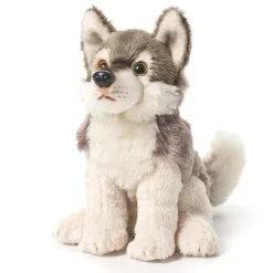 Demdaco Plush & Stuffed Animals*- Little Silver Grey Wolf Children's Plush Beanbag Stuffed Animal Toy