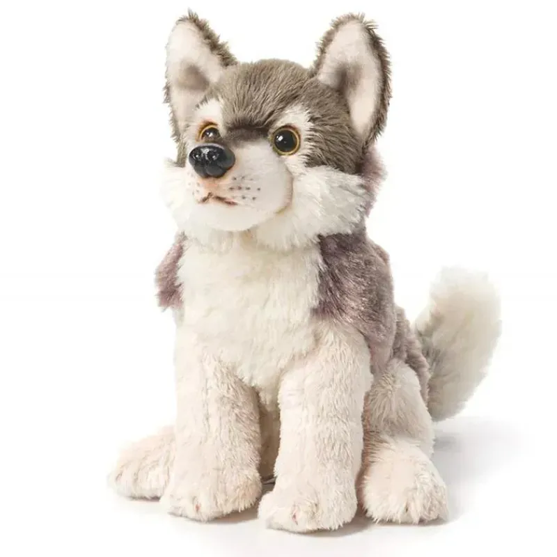 Demdaco Plush & Stuffed Animals*- Little Silver Grey Wolf Children's Plush Beanbag Stuffed Animal Toy