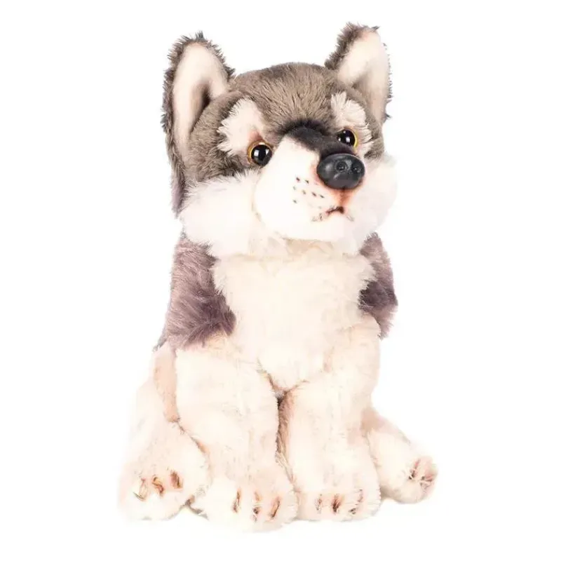 Demdaco Plush & Stuffed Animals*- Little Silver Grey Wolf Children's Plush Beanbag Stuffed Animal Toy