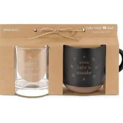 Demdaco Gift For Dad*- Mug & Whiskey Glass Set, When Baby Wakes/Sleeps