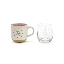 Demdaco Gift For Mom*- Mug And Wine Glass Set, When Baby Wakes/Sleeps