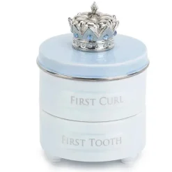 Demdaco Baby Keepsakes*Baby First Tooth & Curl Keepsake Box, Blue