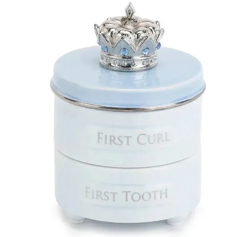 Demdaco Baby Keepsakes*Baby First Tooth & Curl Keepsake Box, Blue