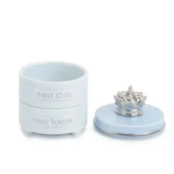 Demdaco Baby Keepsakes*Baby First Tooth & Curl Keepsake Box, Blue
