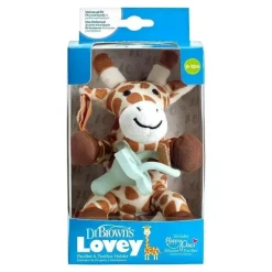 Dr. Brown's Rattles & Teethers|Toys For 0-12 Months*Dr Brown - Baby Lovey Pacifier and Teether Holder, Giraffe with Green HappyPaci, 0-6m