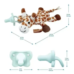 Dr. Brown's Rattles & Teethers|Toys For 0-12 Months*Dr Brown - Baby Lovey Pacifier and Teether Holder, Giraffe with Green HappyPaci, 0-6m