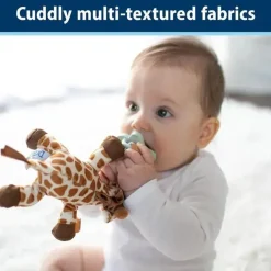Dr. Brown's Rattles & Teethers|Toys For 0-12 Months*Dr Brown - Baby Lovey Pacifier and Teether Holder, Giraffe with Green HappyPaci, 0-6m